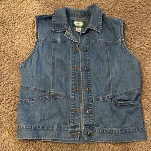 St John's Bay Vintage Indigo Denim Jacket women’s Large Vest,pockets Y2K western